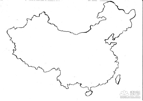 毛笔线钩中国地图线框高清图片图片