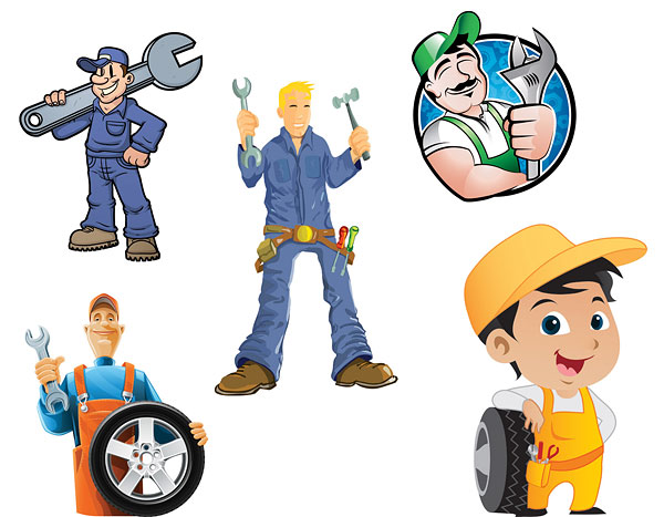汽车维修工,工人,人物,扳手,男人,服务,矢量图,设计素材,eps格式