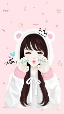  唯美韩国女生插画iphone手机壁纸图片