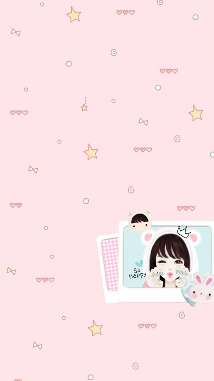 唯美韩国女生插画iphone手机壁纸图片
