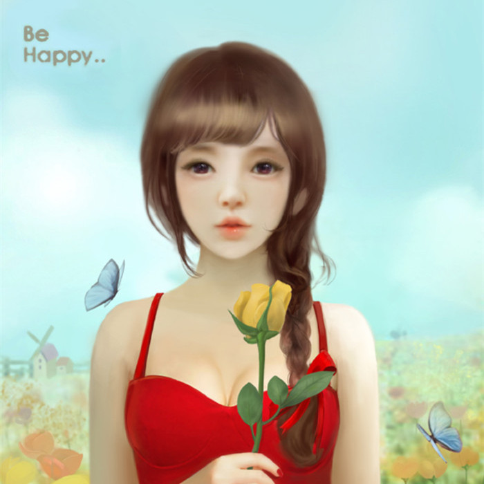 QQ个性唯美韩国插画女头唯美女生头像图片