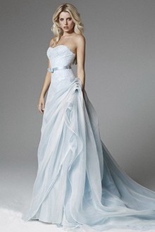  唯美蓝色婚纱礼服图片