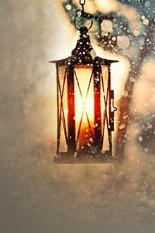  迷茫的雪夜，前方一盏马灯为你照明iPhone壁纸640x960