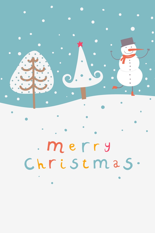 圣诞节即将来到，送上圣诞祝福手绘插画iPhone壁纸640x960